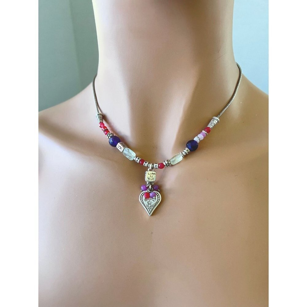 BRIGHTON Listen To Your Heart Melody Necklace with Tin silver plated